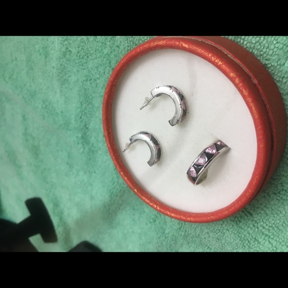 Suzanne Somers Pink & Black Earring Ring Bracelet - Picture 9 of 16